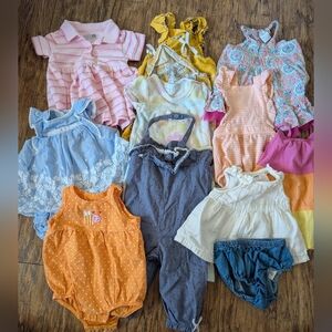 13 Piece Lot Of 3-6m Summer/Spring Wardrobe- Dress, Jumpsuits, Matching Sets
